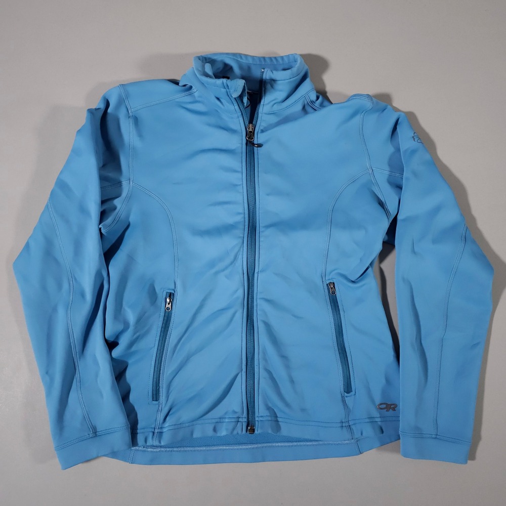 Outdoor Research Jacket Womens Large Blue Full Zip Softshell Hiking Stretch
